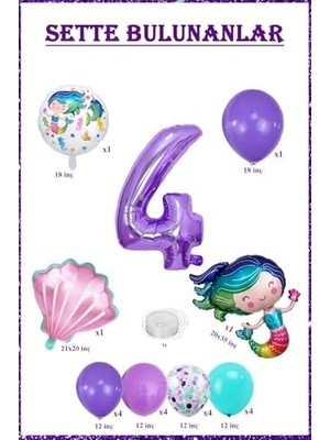 1-9 Yaş Deniz Kızı Konsept Temalı Doğum Günü Kutlama Seti (4)