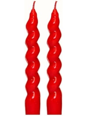 Yılbaşı 2'li Twirl Glow Kırmızı Şamdan Mum Seti (18 Cm)