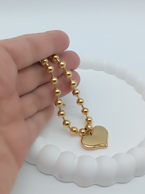 Lagül Aksesuar 316L Çelik Kararmaz Suya Dayanıklı Dorika Zincir ve Kalp Model Bileklik