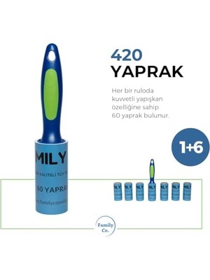 Co. Kedi Köpek Saç Kıl Tüy Toplayıcı Rulo 1 Rulo 6 Yedek Her Biri 60 Yaprak