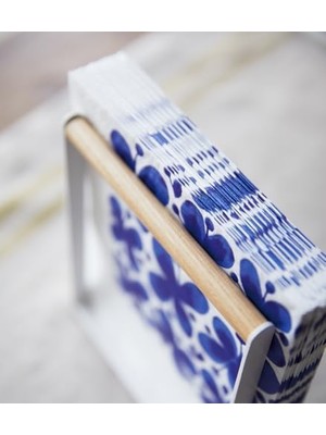 4412 Peçete Tutucu, Beyaz, Çelik/ahşap, Minimalist, 14,5 x 4,5 x 15 cm