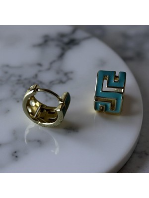 Luckyb Store Mavi Gold Çelik Küpe