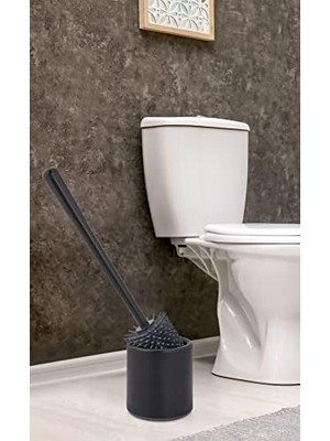 Silikon Wc Tuvalet Banyo Fırçası Klozet Fırçası Siyah Oval