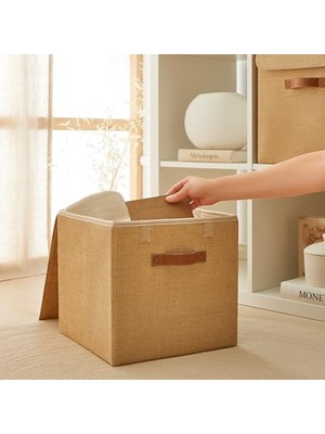 2'li Jüt Kapaklı Kutu Set 30X30X30 cm