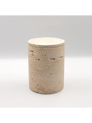 No: 3 Mermer Mum Oryantal ve Odunsu Kokulu Tasarım Dekoratif Traverten Mermer Soya Mumu - 220GR (Bej)