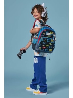 Siyah Mavi Gamer Ilkokul ve Günlük Sırt Çantası - Erkek Çocuk