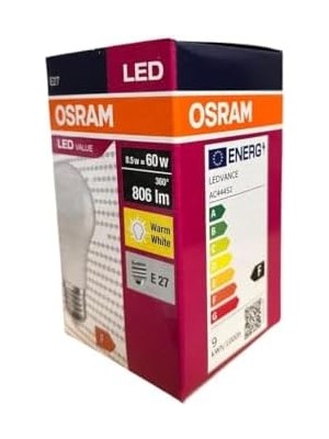 Ledvalue 8.5W E27 LED Ampul | 2700K Sarı Işık, 806 Lümen, 60W Eşdeğer | Enerji Tasarruflu Ampul – 10'lu Paket