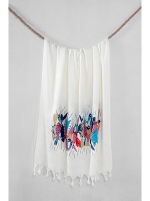 Bambu Baskılı Banyo Havlusu Turkuaz