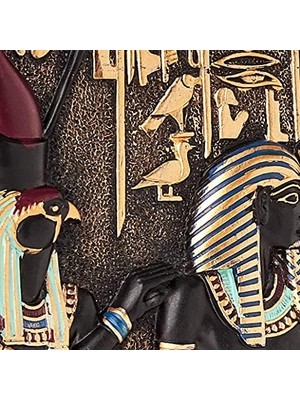 Rameses I Between Egyptian Gods Horus And Anubis Duvar Plakası Frieze, 28 Cm, Tam Renkli