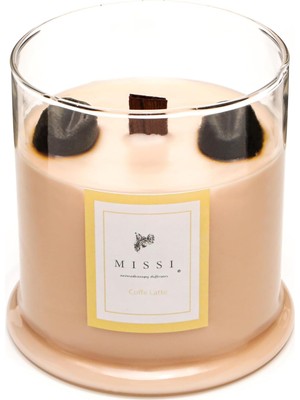 Büyük Üfleme Cam Ahşap Fitilli Coffe Vegan Mum (380 Gr)