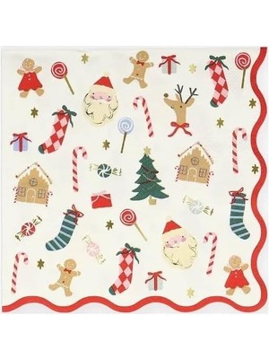 - Jolly Christmas Large Napkins - Yeni Yıl Peçeteler (L) (16'lı)