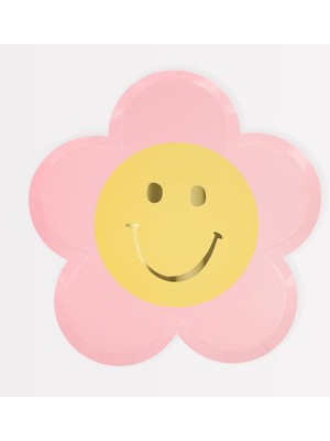 - Happy Face Flower Plates - Mutlu Yüz Çiçek Tabaklar (X8)