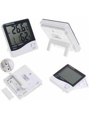 Bebek Odası Masaüstü Dijital Termometre Nem Ölçer Higrometre Saat