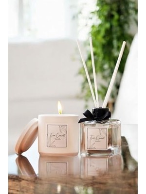 Dekoratif 2'li Vanilya Oda Kokulusu ve Mum Seti