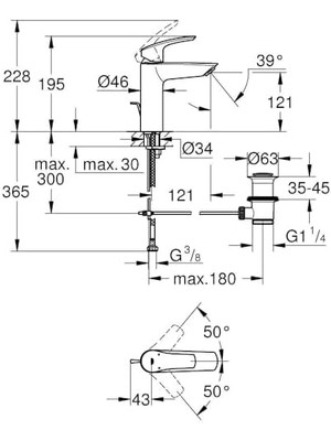 Tek Kumandalı Lavabo Bataryası M - Boyut - 23322003