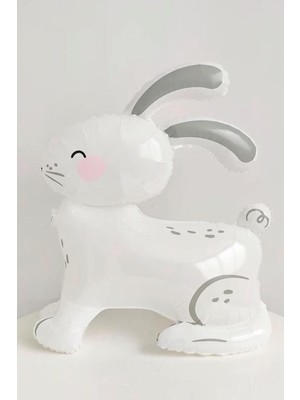 Süt Beyaz 3D Büyük Boy Tavşan Folyo Balon