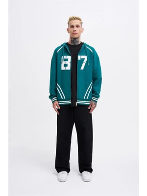 Machinist Erkek 87 Aplique Zip Jacket Yağ Yeşili