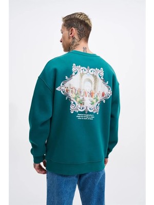 Machinist Erkek Imagination Oversize Sweatshirt Petrol Yeşili