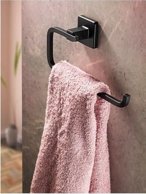 Ömür Boyu Paslanmaz Solo Havluluk ve Havlu Askılığı Siyah D-009