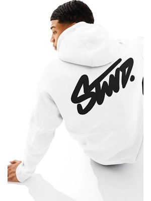 Bellanova Unisex 3 Iplik Oversize Swnd Yazı Baskılı Kapüşonlu Kanguru Cepli Rahat Günlük Hoodie Sweat