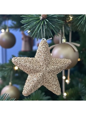Yılbaşı Ağaç Süsü 15CM Yıldız Şampanya AST7216