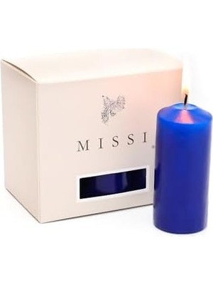 6'lı Saks Mavisi Bar Mum Seti (3,5x8 Cm)