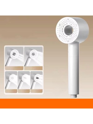 5 Fonksiyonlu Duş Başlığı, Ayarlanabilir Turbo Duş, Yüksek Kaliteli Lüks Tazyik Ayarlı, Modern ve Şık Banyo Aksesuarı Handshower (Gri)