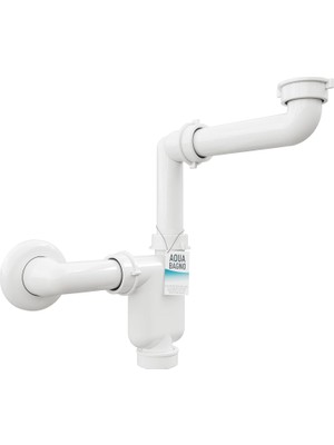 Aqua Bagno Yer Tasarruflu Sifon Lavabo - Mobilya Sifonu - Yerden Tasarruf Sağlayan Sifon - Düz Gider - Banyo - Esnek Ayarlanabilir - G 1 1/4 Inç - DN32