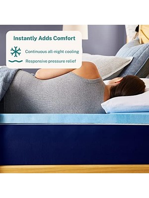 Sleep Innovations 5,08 cm Jel Hafızalı Köpük Yatak Üstü Çift Xl, Abd'de Üretilmiştir 5 Yıl Garantili, Beyaz