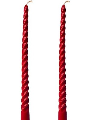 (2 Adet 27.5cm) Mum Konik Şamdan Mumu Doğal Petek Mum Dekoratif Kırılmaz Damlamaz Mum Beeswax Candle (Kırmızı)