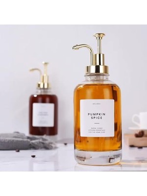 2'li 500 ml Cam Sıvı Sabunluk ve Losyonluk Seti – Yüksek Kaliteli Krom Başlık, Şık Tasarım, Çok Amaçlı Kullanım Için: Kahve Şurubu, Sıvı Yağ, Sirke, Losyon ve Sıvı Sabun (, Yuvarlak)