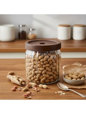 Akasya Kapaklı Çizgili Cam Kavanoz (450 Ml) | Hava Geçirmez, Modern Fitilli Tasarım Gıda Saklama Kabı | Baharat, Kuruyemiş, Atıştırmalık ve Kahve Kavanozu (9X10 Cm)
