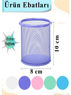 ArtMaster Masaüstü Metal Silindir Kalemlik 1 Adet Fileli Perfore Açık Yeşil Kalemlik Kağıtlık Düzenleyici Büro Ofis Okul