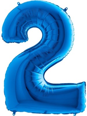 2 Koyu Mavi Renk Rakam Folyo Balon 100 cm