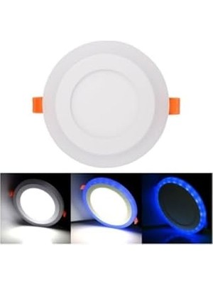 2 Adet Çift Renkli Hero LED Panel 6+3 Watt 14,5 cm Mavi - Beyaz Iki Renkli Tavan Spot Lambası