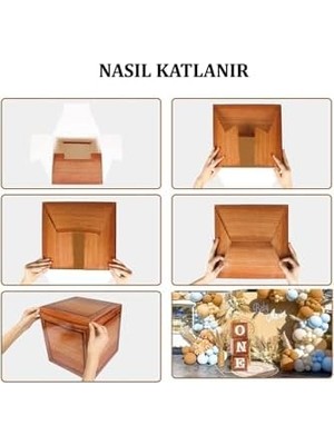 Patladı Gitti One Yazılı Kutu ve Balon Seti - 1 Yaş Doğum Günü Kutlama (Ahşap)