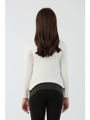 FullaModa Fitilli Likralı Beli Zincirli Kız Çocuk Body