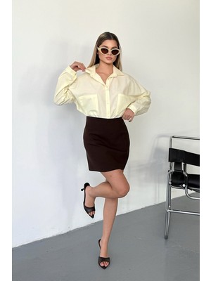 Jee Lee Kadın Çift Cepli Uzun Kollu Gömlek Sarı - 26Y 2013
