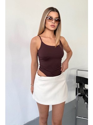 Giysa Kadın Ip Askılı Çıtçıtlı Basic Body Kahverengi - 2475