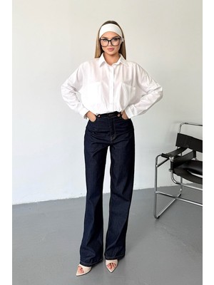 Jee Lee Kadın Çift Cepli Uzun Kollu Gömlek Beyaz - 26Y 2013