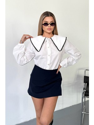 Jee Lee Kadın Bebe Yaka Bağlama Detaylı Gömlek Beyaz - 26Y 2150