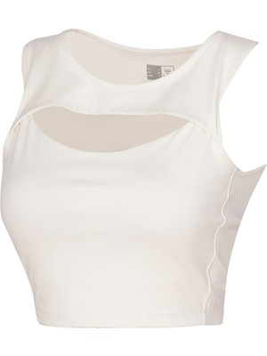 Hummel Bra Sagrado Kadın Ekru Yuvarlak Yaka Atlet