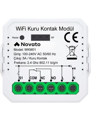 Wifi Kuru Kontak Modül - Com No Nc (, Smart Life Uyumlu)