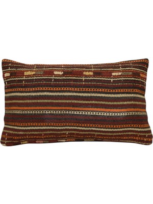 Kilim Antik El Dokuma Dekoratif Lumbar Kilim Kırlent Yastık Kılıfı 1290 - Yeni - Çok Renkli