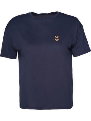 Hummel Sajar Kadın Lacivert Yuvarlak Yaka Tişört