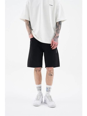 Machinist Erkek M Logo Jean Şort Siyah