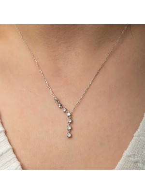 Costurera Gümüş Zirkon Sıra Taşlı Kadın Kolye