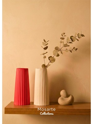 Mosarte Ribbed Yivli Tasarım Modern Dekoratif Vazo 2'li