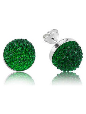 Costurera 925 Ayar Gümüş Yeşil Kristal Çivili Küpe