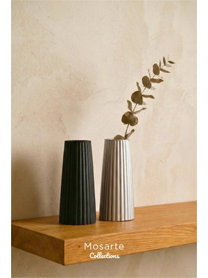 Mosarte Ribbed Yivli Tasarım Modern Dekoratif Vazo 2'li